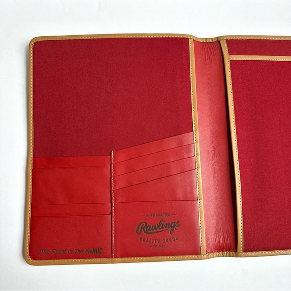 Rawlings Red Leather Padfolio Folder with Baseball Stitch - Picture 8 of 11